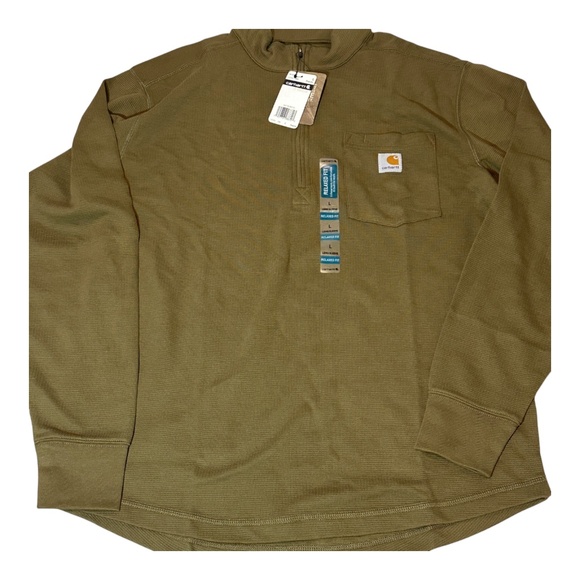 Carhartt 103362 396 Relaxed Fit Olive Green Long Sleeve Shirt Large - Picture 2 of 2